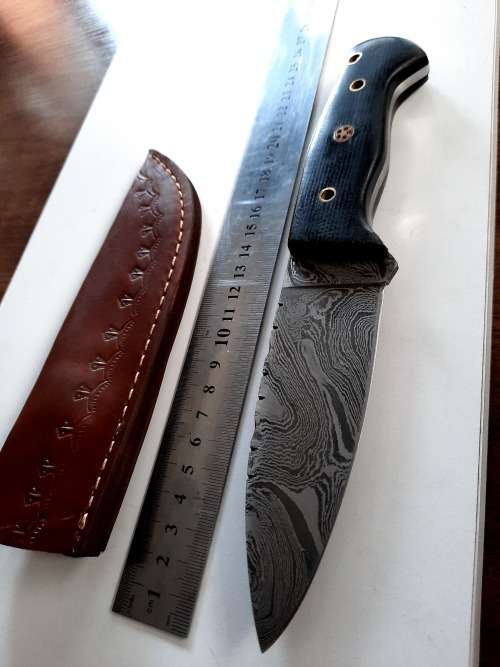 Handmade Damascus steel HUNTING  knife with MICARTA handle scales. NEW STOCK !!