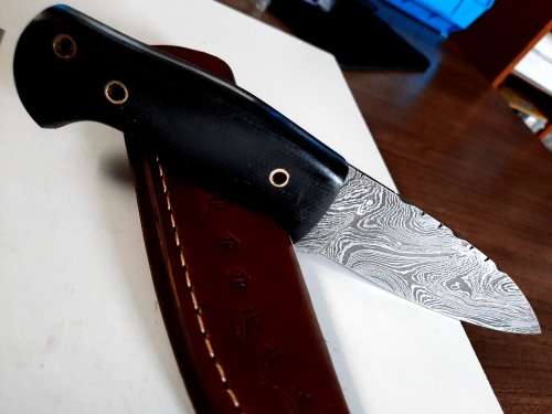 Handmade Damascus steel HUNTING  knife with MICARTA handle scales. NEW STOCK !!