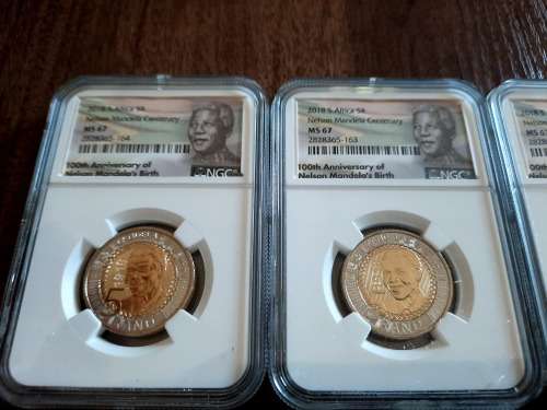 Mandela Centenary Birthday MS67 R5. Minted in 2018, Graded by NGC 7 Available , BID PER COIN.