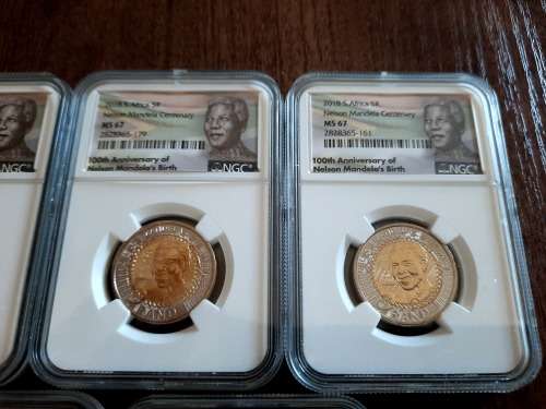 Mandela Centenary Birthday MS67 R5. Minted in 2018, Graded by NGC 7 Available , BID PER COIN.