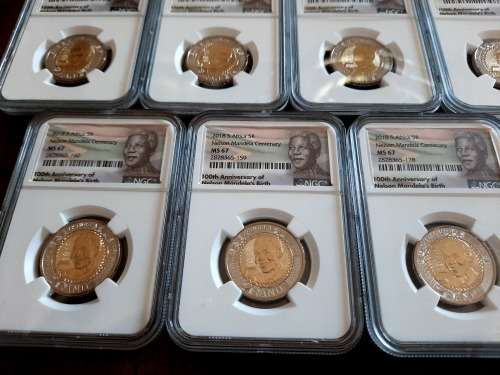 Mandela Centenary Birthday MS67 R5. Minted in 2018, Graded by NGC 7 Available , BID PER COIN.