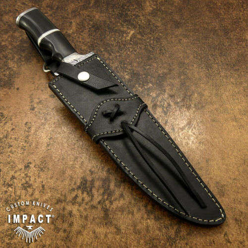 HANDMADE IMPACT Rare CUSTOM Damascus Hunting Knife with BULL HORN handle.