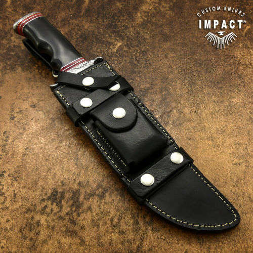 HANDMADE IMPACT Rare CUSTOM Damascus Hunting Knife with BULL HORN handle.
