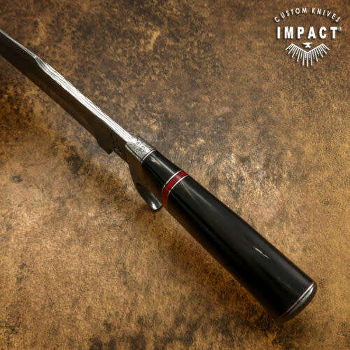 HANDMADE IMPACT Rare CUSTOM Damascus Hunting Knife with BULL HORN handle.