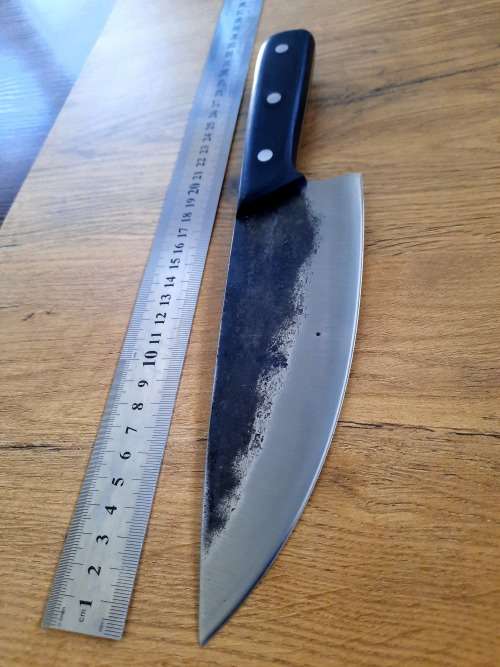 Handmade Original Almaza Kitchen Serbian Chef Knife with Rosewood handle. D2 Tool steel forged.