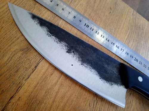 Handmade Original Almaza Kitchen Serbian Chef Knife with Rosewood handle. D2 Tool steel forged.