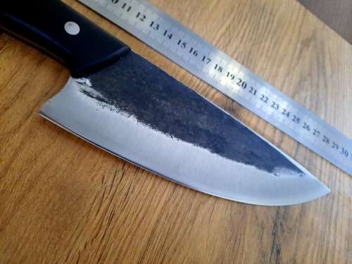 Handmade Original Almaza Kitchen Serbian Chef Knife with Rosewood handle. D2 Tool steel forged.