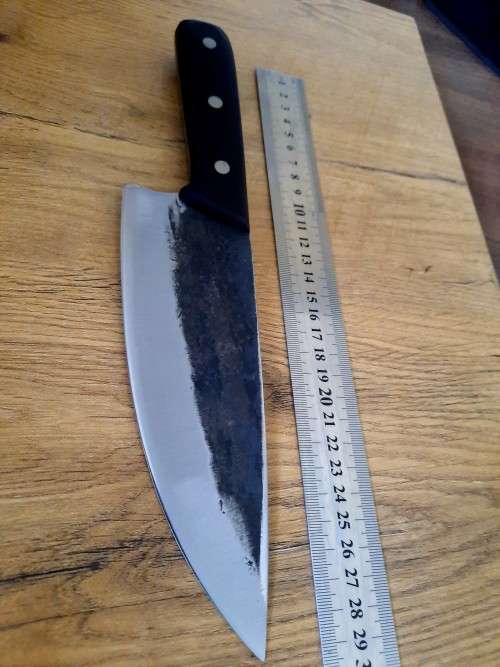 Handmade Original Almaza Kitchen Serbian Chef Knife with Rosewood handle. D2 Tool steel forged.