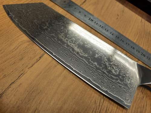 Damascus VG-10 Stainless Steel Japanese Chef's Cleaver, Exotic Burl & Epoxy  handle, RAZOR SHARP,