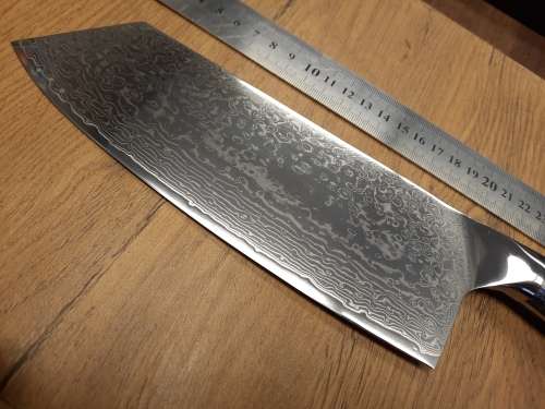 Damascus VG-10 Stainless Steel Japanese Chef's Cleaver, Exotic Burl & Epoxy  handle, RAZOR SHARP,