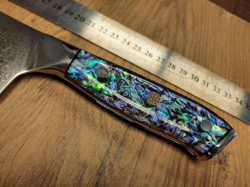 Damascus VG-10 Stainless Steel Japanese Chef's Cleaver, Exotic Burl & Epoxy  handle, RAZOR SHARP,