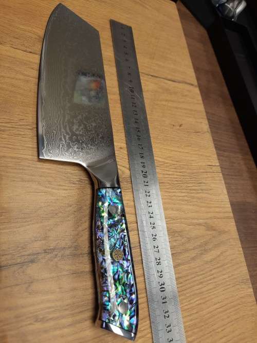 Damascus VG-10 Stainless Steel Japanese Chef's Cleaver, Exotic Burl & Epoxy  handle, RAZOR SHARP,
