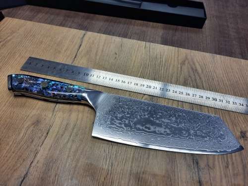 Damascus VG-10 Stainless Steel Japanese Chef's Cleaver, Exotic Burl & Epoxy  handle, RAZOR SHARP,