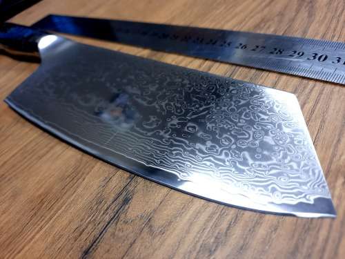 Damascus VG-10 Stainless Steel Japanese Chef's Cleaver, Exotic Burl & Epoxy  handle, RAZOR SHARP,