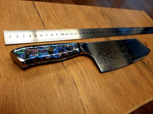 Damascus VG-10 Stainless Steel Japanese Chef's Cleaver, Exotic Burl & Epoxy  handle, RAZOR SHARP,