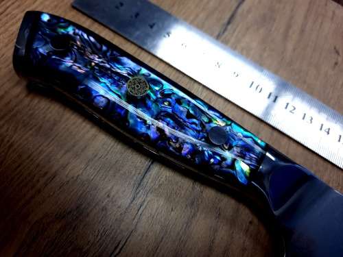 Damascus VG-10 Stainless Steel Japanese Chef's Cleaver, Exotic Burl & Epoxy  handle, RAZOR SHARP,