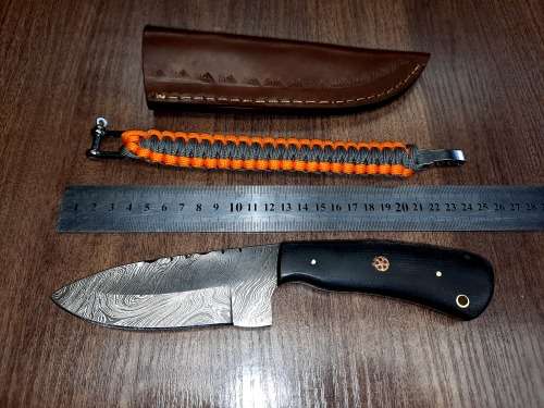 Handmade Damascus steel HUNTING  knife with MICARTA handle scales. FREE BRACELET