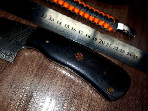 Handmade Damascus steel HUNTING  knife with MICARTA handle scales. FREE BRACELET