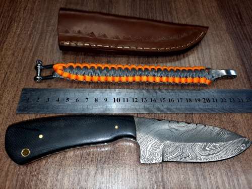 Handmade Damascus steel HUNTING  knife with MICARTA handle scales. FREE BRACELET