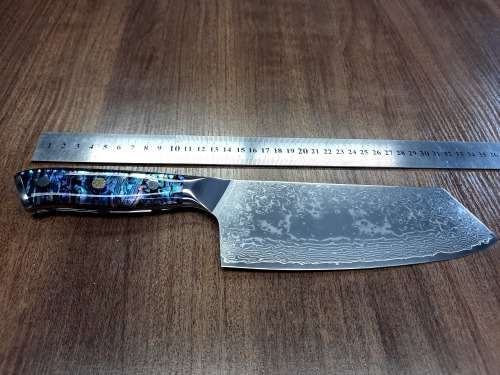 Damascus VG-10 Stainless Steel Japanese Chef's Cleaver, ABALONE/SHELL  handle, RAZOR SHARP,