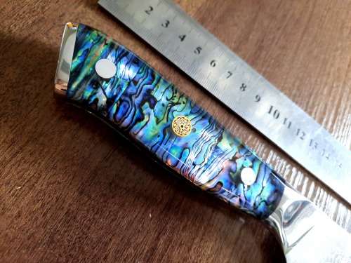 Damascus VG-10 Stainless Steel Japanese Chef's Cleaver, ABALONE/SHELL  handle, RAZOR SHARP,