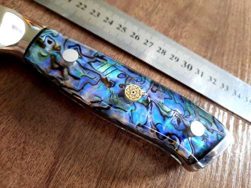 Damascus VG-10 Stainless Steel Japanese Chef's Cleaver, ABALONE/SHELL  handle, RAZOR SHARP,