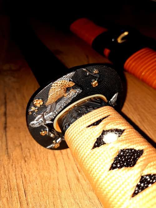 Handmade RED Damascus Steel Katana Samurai 13 Fold, Battle Ready, 8192 Layers of steel, 1095 &1060