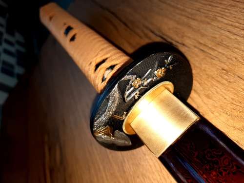 Handmade RED Damascus Steel Katana Samurai 13 Fold, Battle Ready, 8192 Layers of steel, 1095 &1060