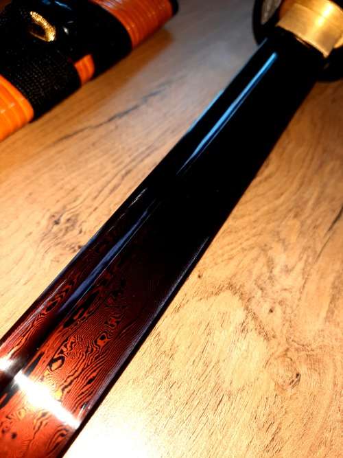 Handmade RED Damascus Steel Katana Samurai 13 Fold, Battle Ready, 8192 Layers of steel, 1095 &1060