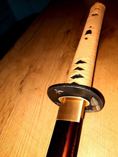 Handmade RED Damascus Steel Katana Samurai 13 Fold, Battle Ready, 8192 Layers of steel, 1095 &1060