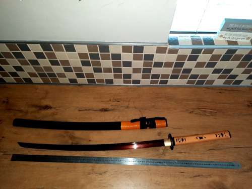 Handmade RED Damascus Steel Katana Samurai 13 Fold, Battle Ready, 8192 Layers of steel, 1095 &1060