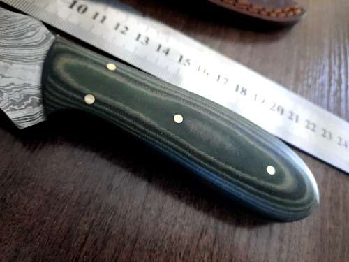 Handmade Damascus steel HUNTING  knife with MICARTA handle scales. FREE Leather Pouch.