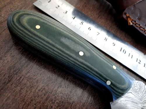 Handmade Damascus steel HUNTING  knife with MICARTA handle scales. FREE Leather Pouch.