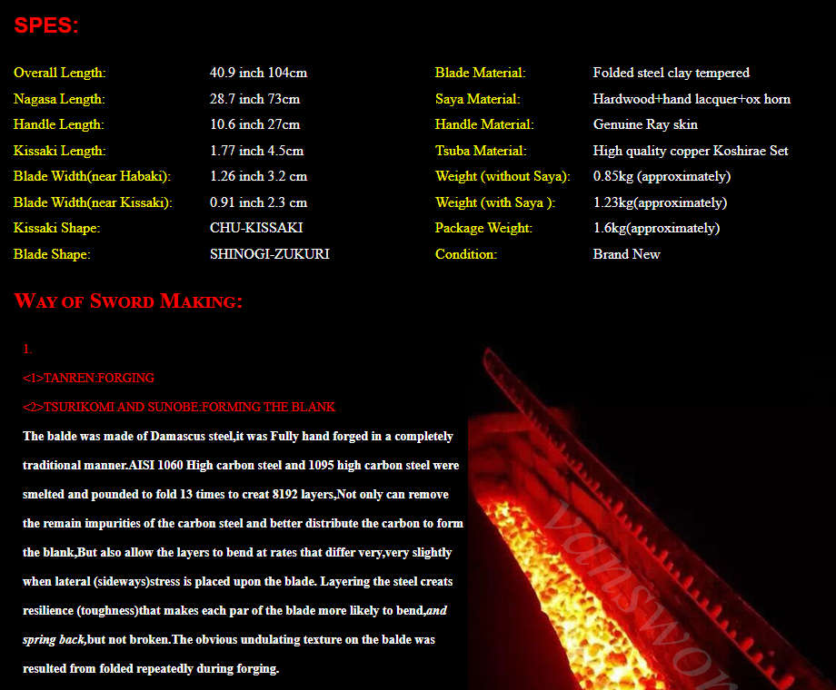 Handmade Damascus Folded Steel Clay Tempered, Japanese Samurai Katana with a nice Hamon.(LAST SWORD)