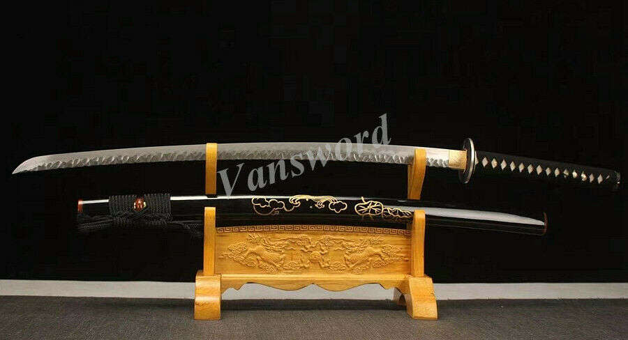 Handmade Damascus Folded Steel Clay Tempered, Japanese Samurai Katana with a nice Hamon.(LAST SWORD)