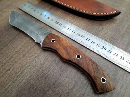 Handmade Damascus steel HUNTING Knife with Wooden handle scales, Perfect Gift for him.