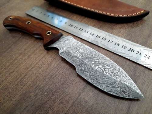 Handmade Damascus steel HUNTING Knife with Wooden handle scales, Perfect Gift for him.