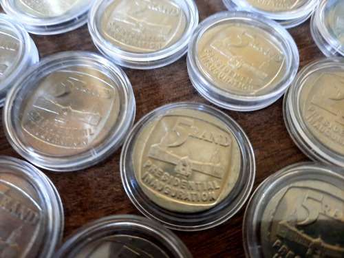 Mandela Presidential Inauguration R5 coins 1994, UNC in capsules, BID PER COIN !! 43 Available