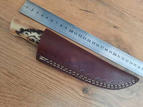 Handmade Damascus steel HUNTING  knife with Camel Bone handle scales. PLEASE READ Description.  !