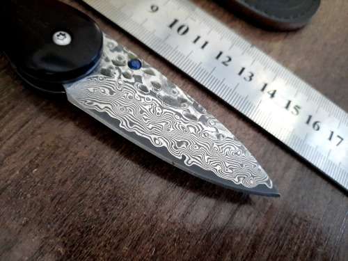 Damascus VG-10 Stainless Steel folding knife, RAZOR Sharp, New Stock, High Quality, Ebony handle.