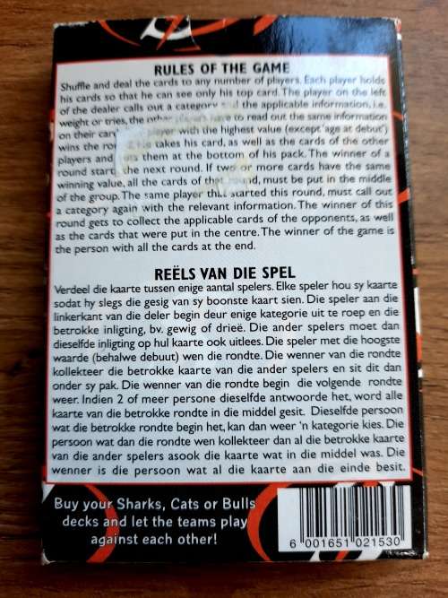 Super 12 Rugby Cards, Edition 2002. Cats Bulls, Stormers and Sharks.  One price for all.