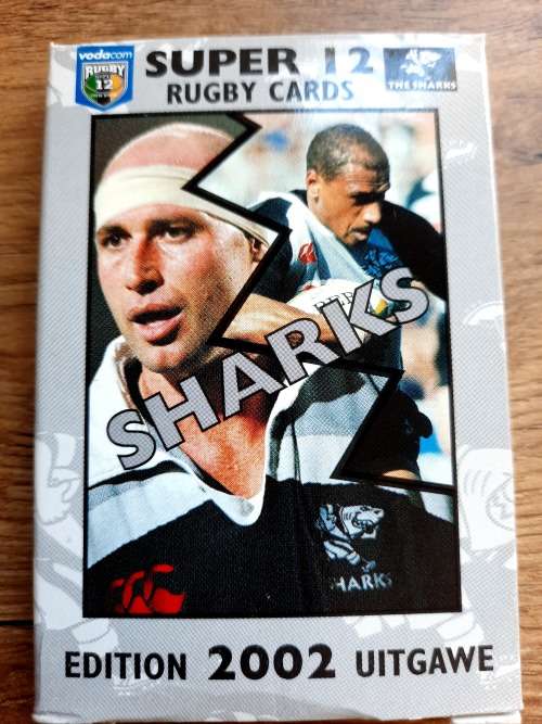 Super 12 Rugby Cards, Edition 2002. Cats Bulls, Stormers and Sharks.  One price for all.