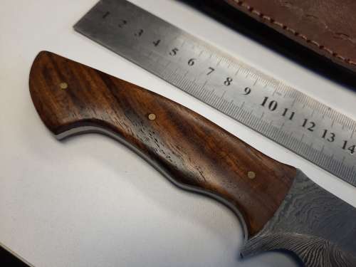 Handmade Damascus steel HUNTING Knife with Wooden handle scales. The exact knife you will receive.