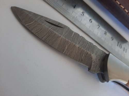Handmade Damascus steel folding knife w Wooden Handle Scales. New stock !!