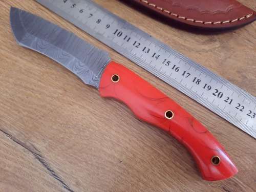 Handmade Damascus steel HUNTING  knife with Epoxy Resin handle scales. READ Description please.