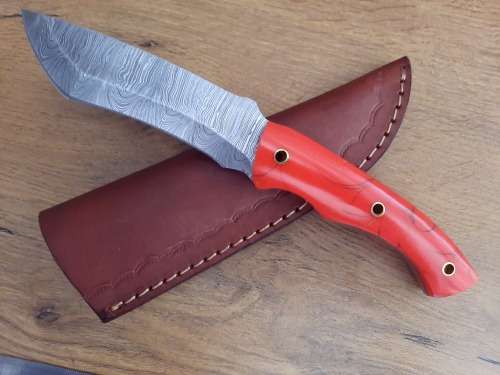 Handmade Damascus steel HUNTING  knife with Epoxy Resin handle scales. READ Description please.