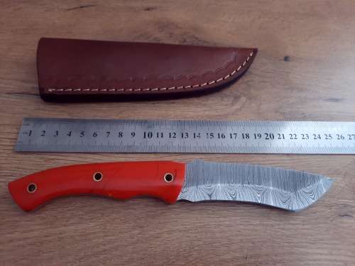 Handmade Damascus steel HUNTING  knife with Epoxy Resin handle scales. READ Description please.