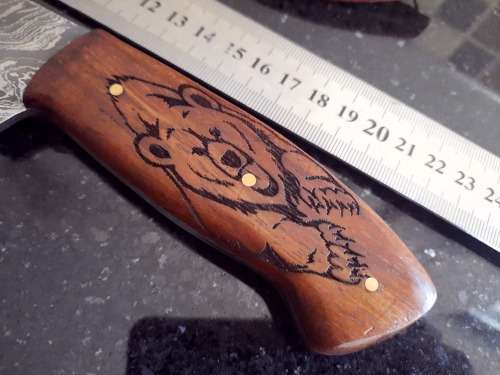 Handmade Damascus steel HUNTING  knife with Wooden handle scales.