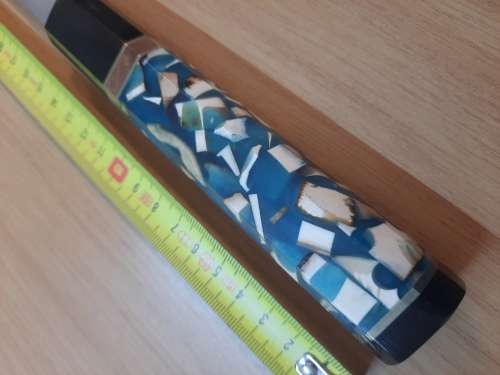 Damascus VG-10 Stainless Steel Japanese Chef`s knife,  Mammoth Tusk pieces (Dinky Eter Special)