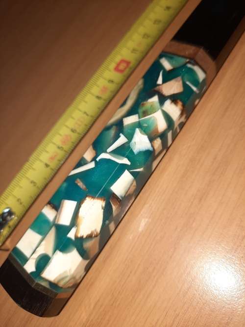 Damascus VG-10 Stainless Steel Japanese Chef`s knife,  Mammoth Tusk pieces (Dinky Eter Special)